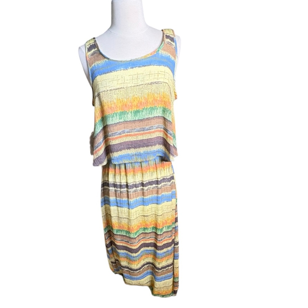 🔴 5 for $40 SALE ! Robert Louis MultiColor Striped Scoop Neck Dress Sz M - Picture 6 of 7